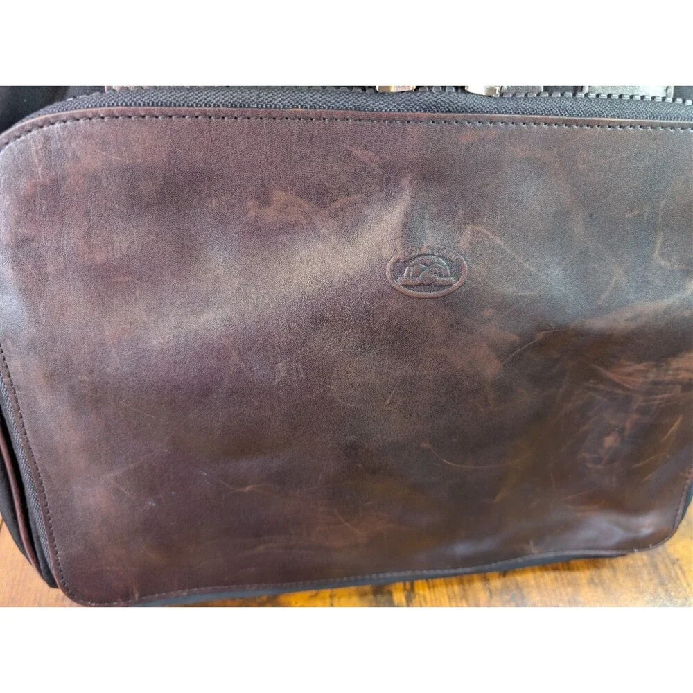 Tony Perotti Lost & Found Leather & Nylon Laptop Bag Tote Briefcase Brown Black